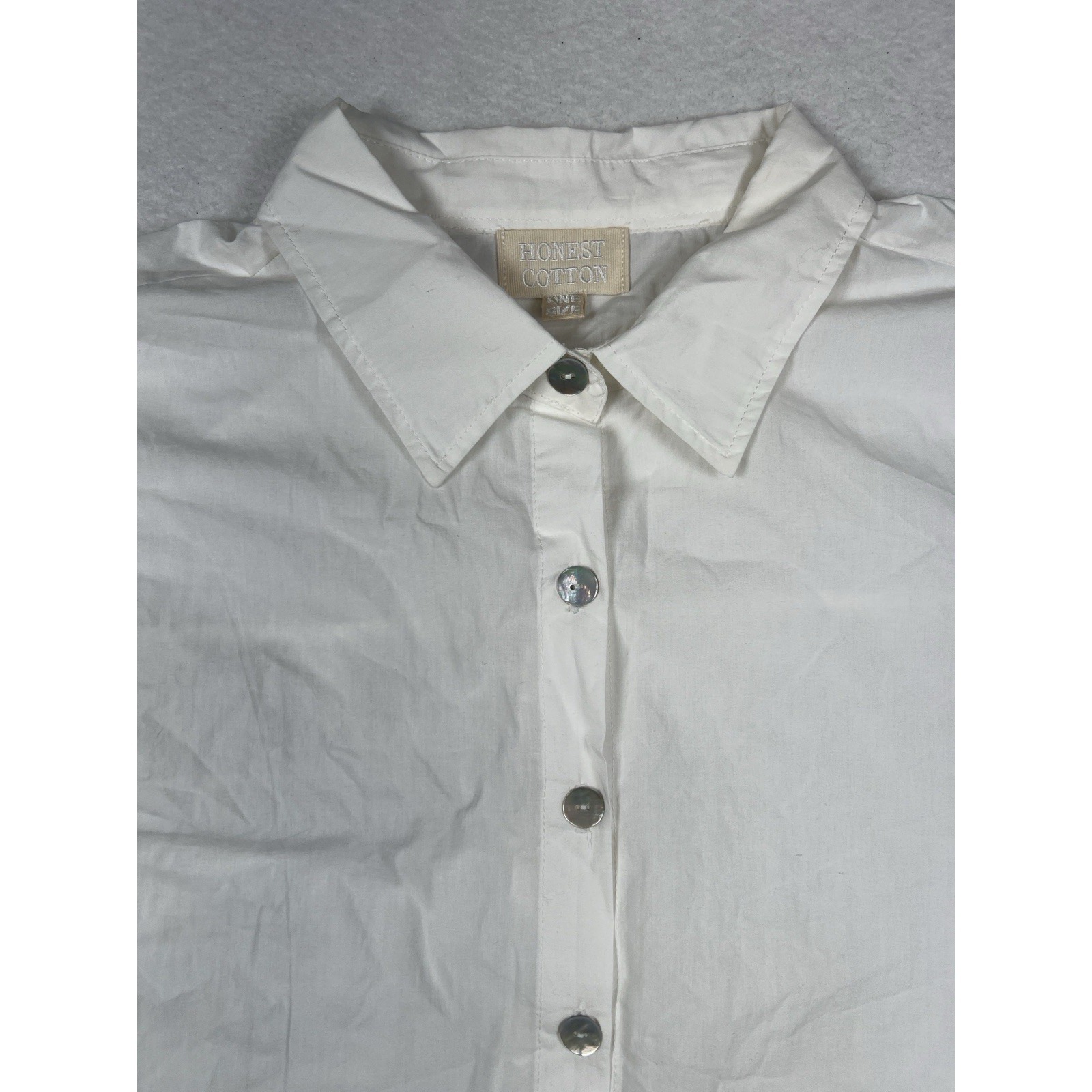 Honest Cotton White Button Up Shirt Dress One Size Euc — image 6 of 8